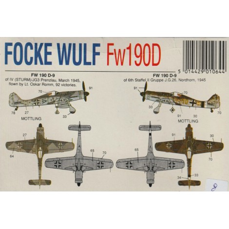 modellino in plastica AIRFIX 01064 FOCKE WULF FW 190D  scala 1: 72 nuovo in scatola  aperta