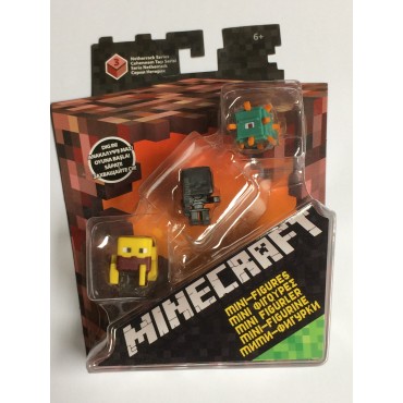 MINECRAFT 2,5 cm / 1"  ACTION FIGURES BLAZE WITHER SKELETON GUARDIN NETHERRACK SERIES 3 MOJANG - MATTEL CKH41