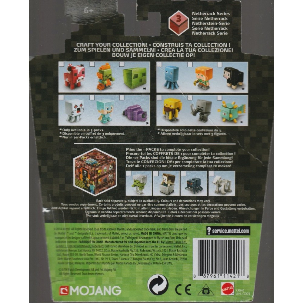 MINECRAFT 2,5 cm / 1 ACTION FIGURES SQUID , ALEX , BLACK SHEEP NETHERRACK  SERIES 3 MOJANG - MATTEL CKH40