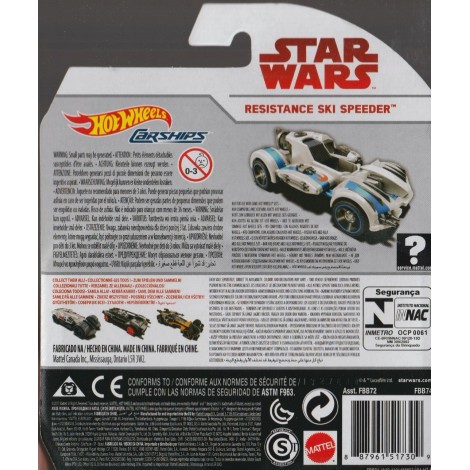 HOT WHEELS - STAR WARS  CARSHIPS  RESISTANCE SKI SPEEDER   single vehicle package  FBB74