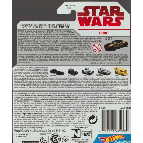 HOT WHEELS - STAR WARS  CHARACTER CAR   FINN single vehicle package Hasbro FDJ79