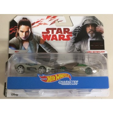 HOT WHEELS - STAR WARS  CHARACTER CAR REY & LUKE SKYWALKER two vehicles package Hasbro FCD91