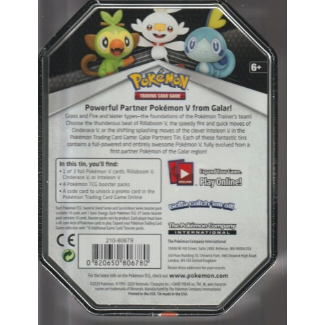 POKEMON trading card game TIN BOX CINDERACE V English cards