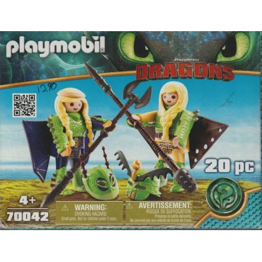 PLAYMOBIL DRAGONS 70042 TESTABRUTA & TESTADITUFO CON TUTA DA VOLO