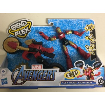 MARVEL AVENGERS BEND AND FLEX  2 IN 1 FLEX RIDER IRON MAN 6" ACTION FIGURE F0244  Hasbro