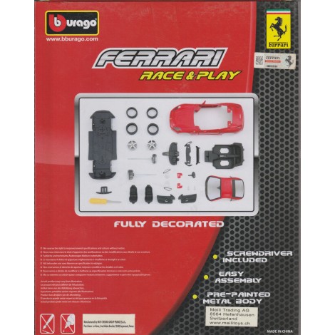 BBURAGO FERRARI 599 GTO scale 1/32 die cast metal model kit race & play assembly kit