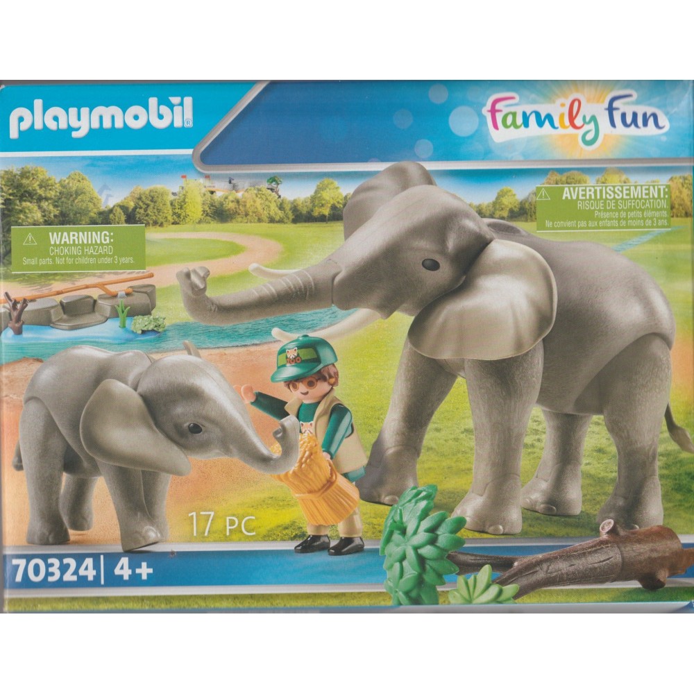 PLAYMOBIL FAMILY FUN 70324 ELEFANTI CON GUARDIANO DELLO ZOO