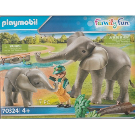 PLAYMOBIL FAMILY FUN 70324 ELEFANTI CON GUARDIANO DELLO ZOO