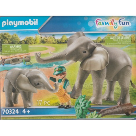 PLAYMOBIL FAMILY FUN 70324. ELEPHANT  HABITAT & ZOOKEEPER