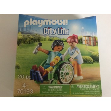 PLAYMOBIL CITY LIFE 70193 scatola danneggiata  PAZIENTE CON SEDIA A ROTELLE