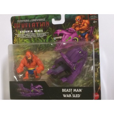 MASTERS OF THE UNIVERSE eternia Minis  BEAST MAN & WAR SLED 2" - 5  cm ACTION FIGURE Mattel GYY 30