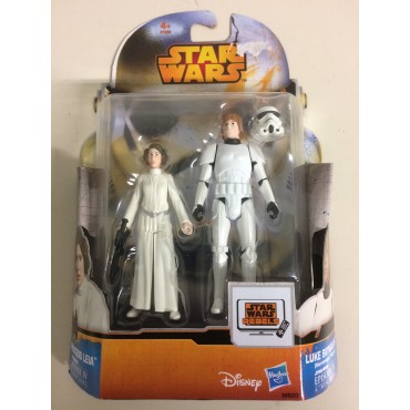 STAR WARS 3.75" - 9 cm ACTION FIGURE PRINCESS LEIA - LUKE SKYWALKER ( stormtrooper disguise )  double pack Hasbro  MS 20