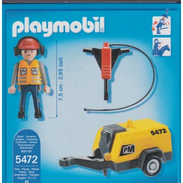 PLAYMOBIL CITY ACTION 5472 CONSTRUCTION WORKER WITH JACK HAMMER